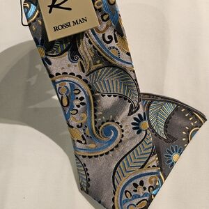Gray and Blue Paisley Tie
